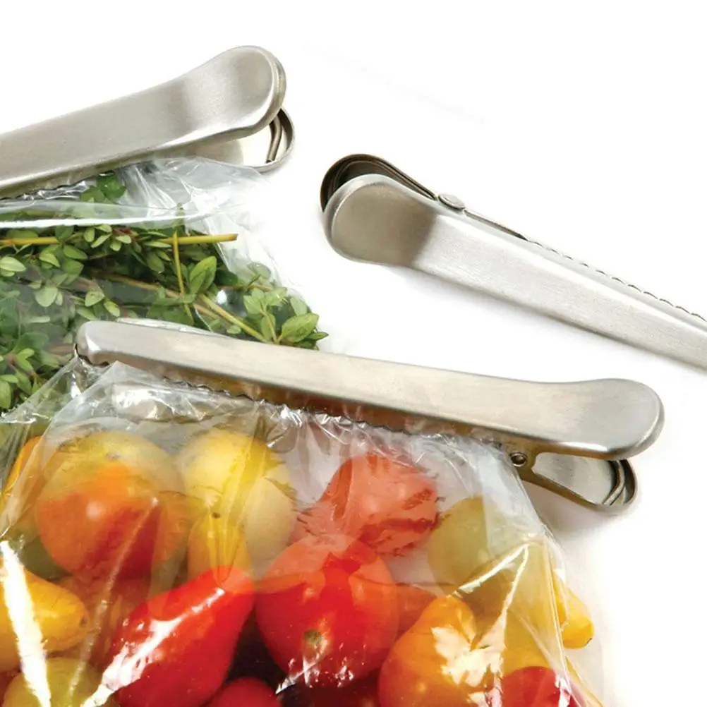 Clip de cocodrilo de acero inoxidable, Clips de sellado para almacenamiento de alimentos, abrazaderas reutilizables para bolsas de aperitivos, herramienta de cocina, clip de papel, encuadernación para oficina, 10 Uds.