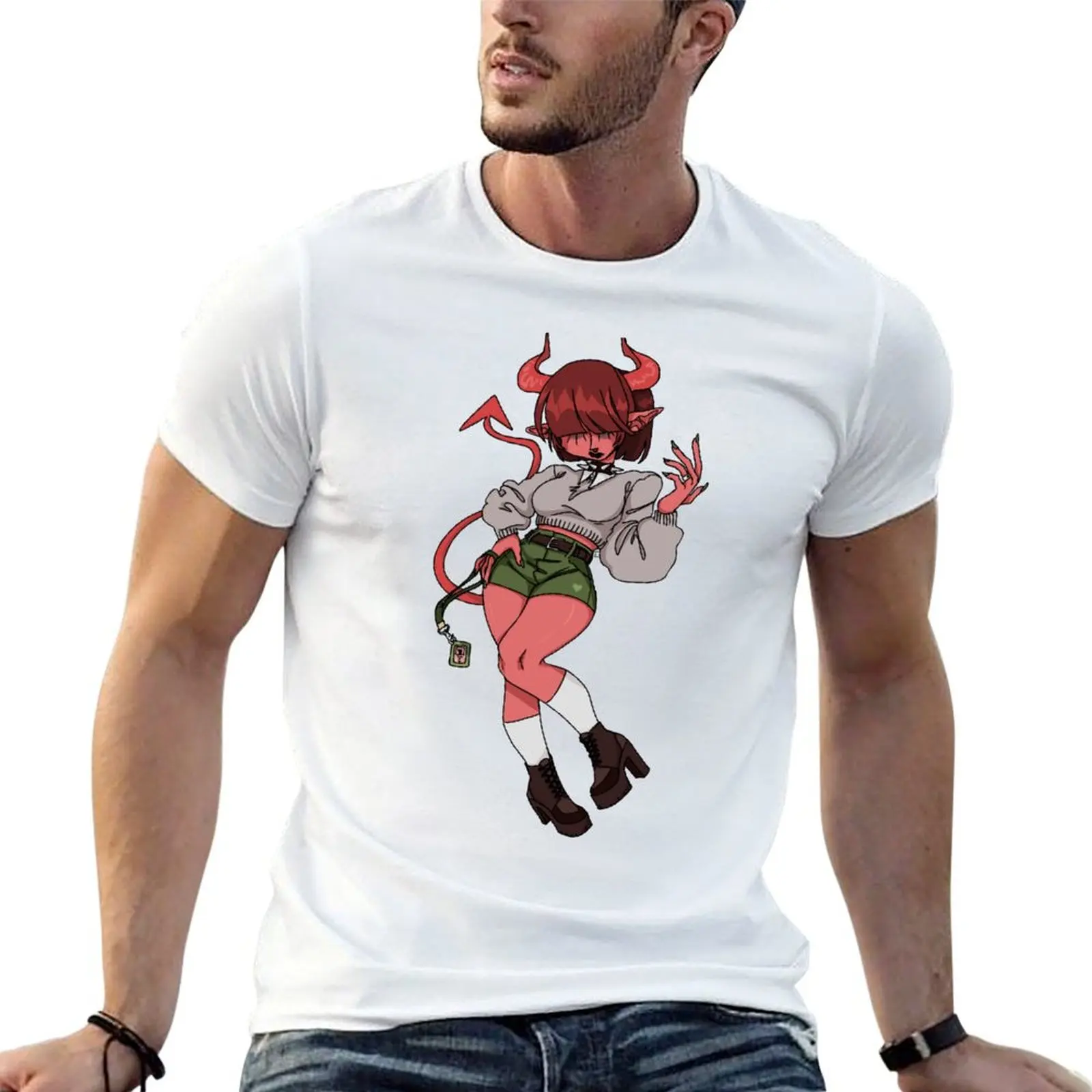 man cotton Girl graphic shirt t for heavy man Green Demon T-Shirt t shirts tees