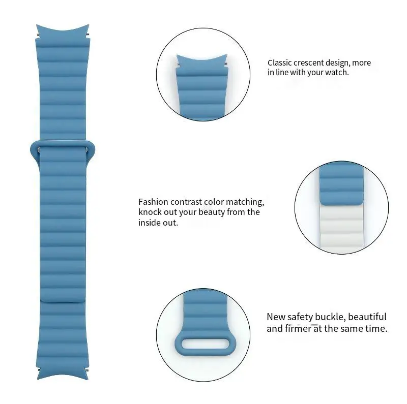 Magnetic silicone loop strap For Samsung Galaxy watch 7 6 5 4 40mm/44mm 45mm adjusting wristband Watch 6 4 Classic 47mm 42/46mm