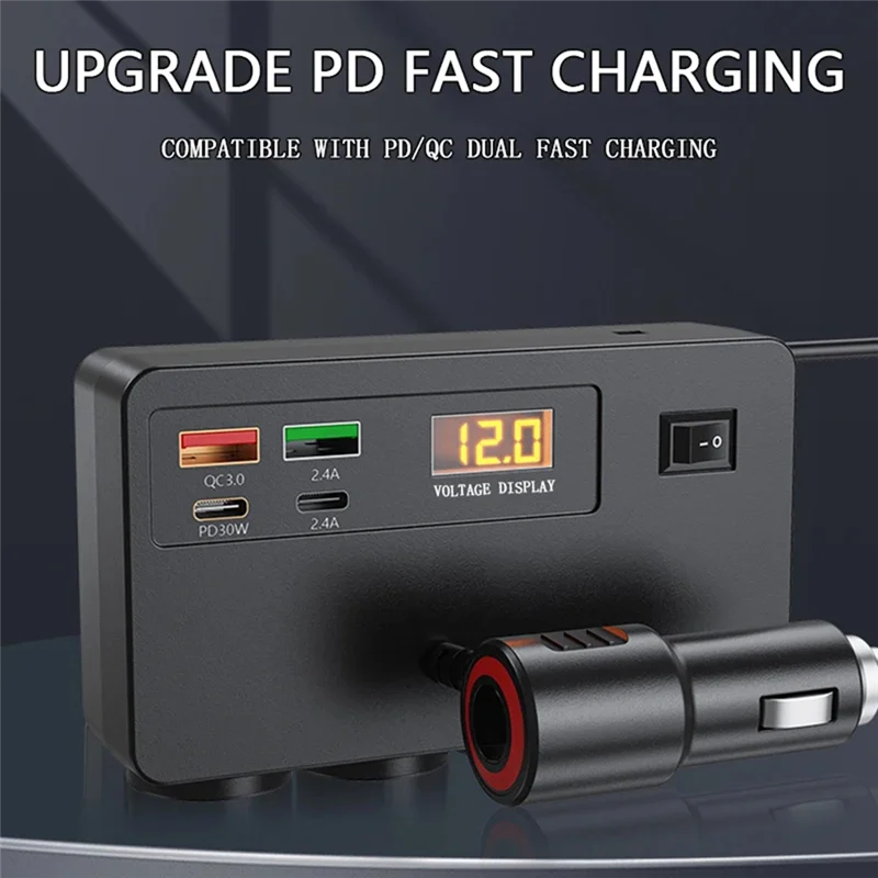 carregador-de-veiculo-usb-type-c-carregador-de-veiculo-de-carregamento-rapido-carregador-de-veiculo-com-quatro-interfaces-de-conversao