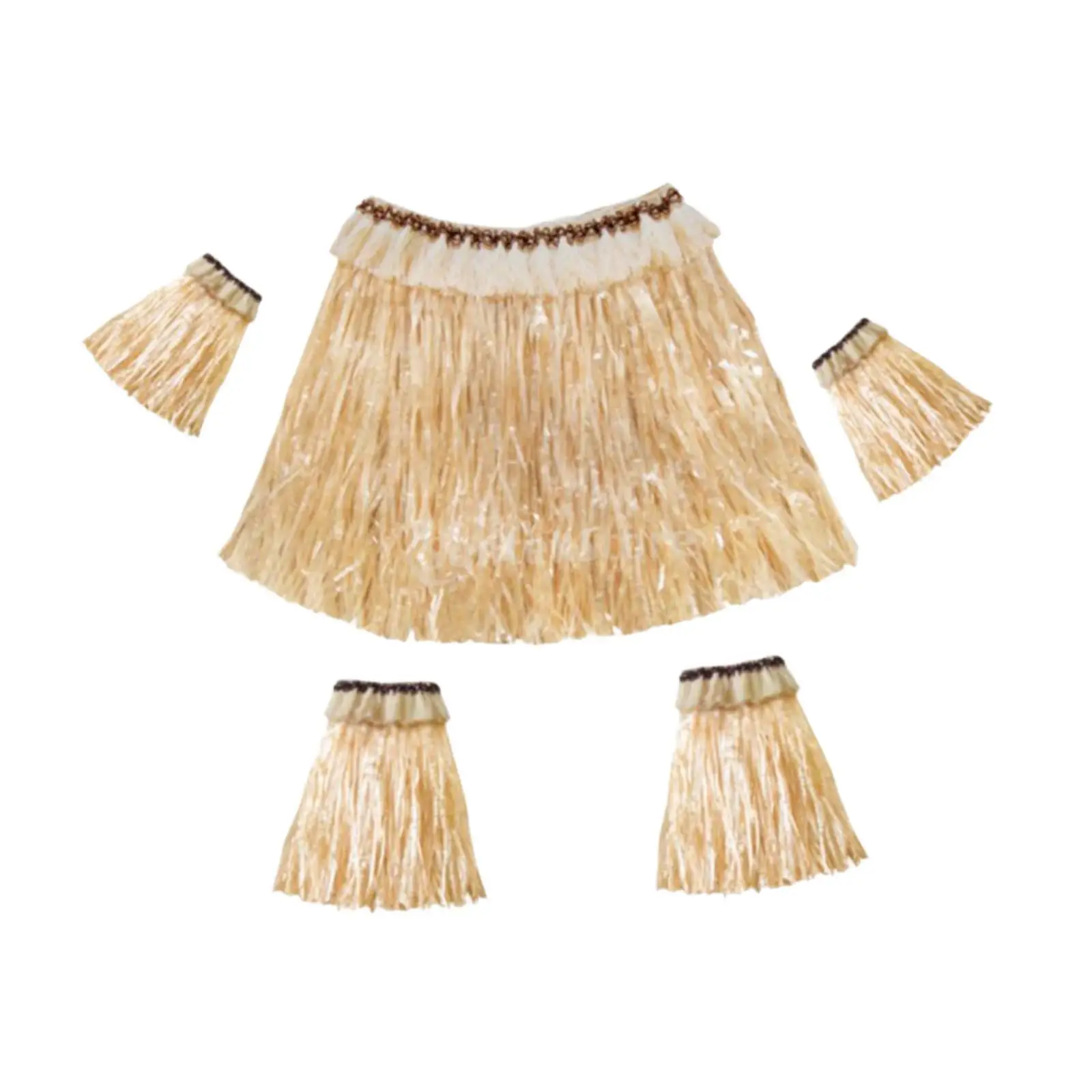 Beach Dance Hawaiian Fancy Dress Grass Skirt Set Foldable Lightweight Accessories for Festive Events