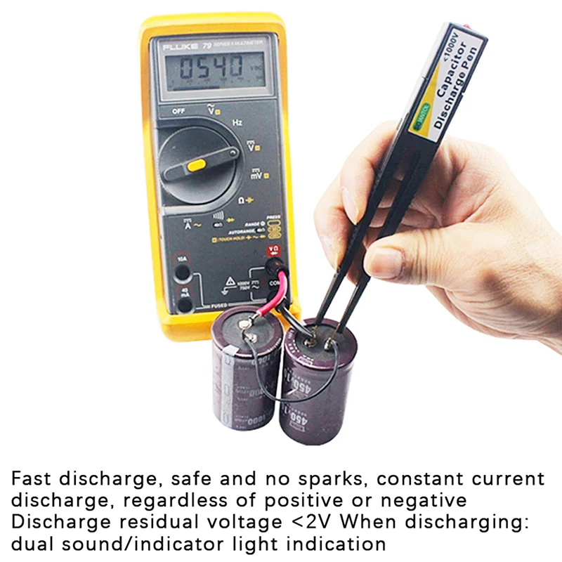 Penna di scarico condensatore 1000V Strumento di scarica rapida ad alta tensione Penna scintillante digitale Penna scaricatore per riparazioni elettroniche