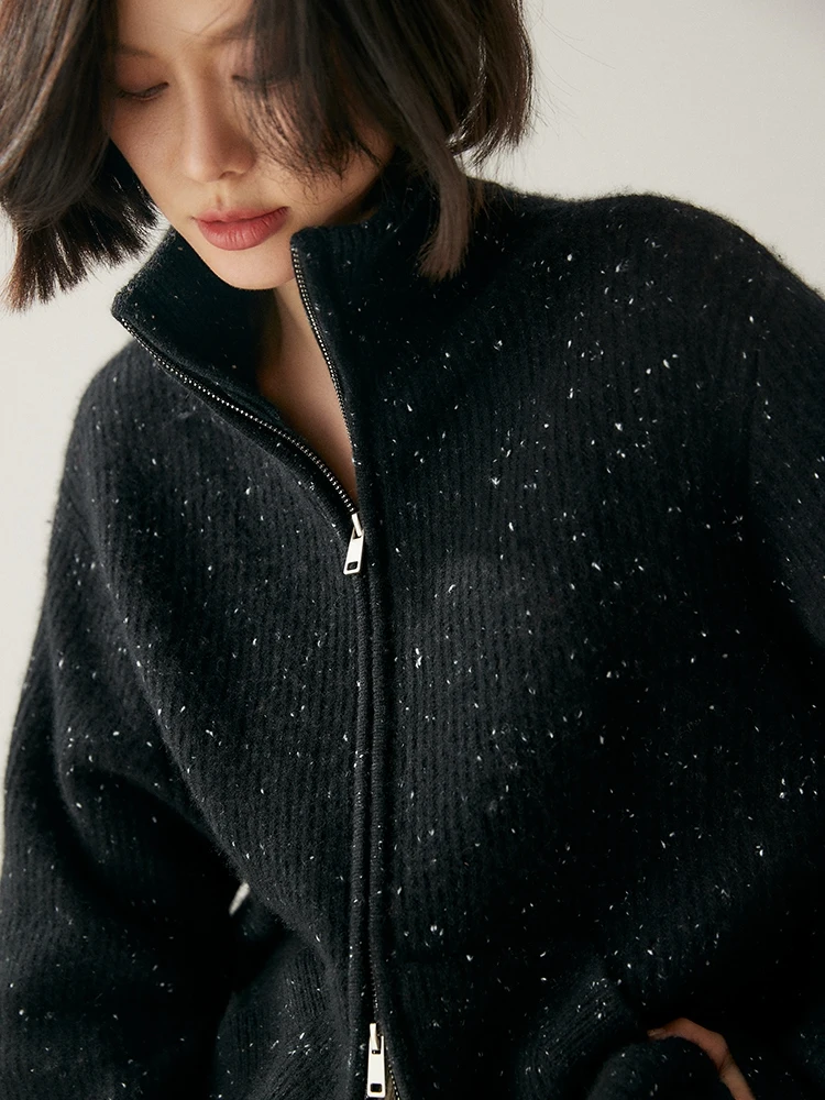 

Choice New Chic Women 100% Cashmere Zipper Cardigan Autumn Winter Turtleneck Cashmere Sweater Thick Warm Knitwear Feshion Tops