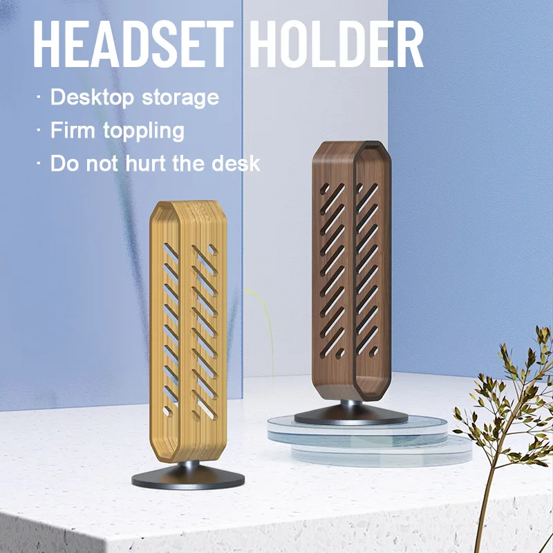 Universal Pure Wood Explosive Display Stand Head Wearing Earphone Stand Wooden Desktop Decoration Small Stand Earphone Stand