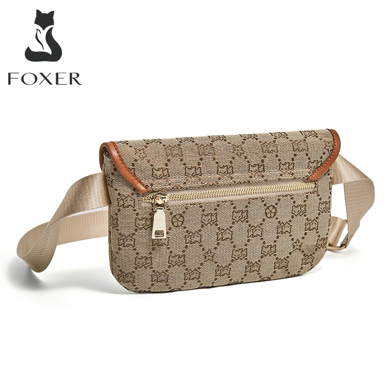 FOXER Print Fabric Women\'s Cellphone Bag Vintage Crossbody Shoulder Bag Design Girl\'s Phone Pocket Lady Light Flap Messenger Bag