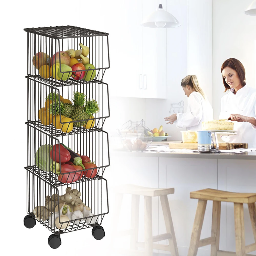 Kitchen Shelves Storage Household Pots & Floors Multi-Layer Bowls Put Vegetables Fruit Baskets  Debris Shelves Basket Rack Stand