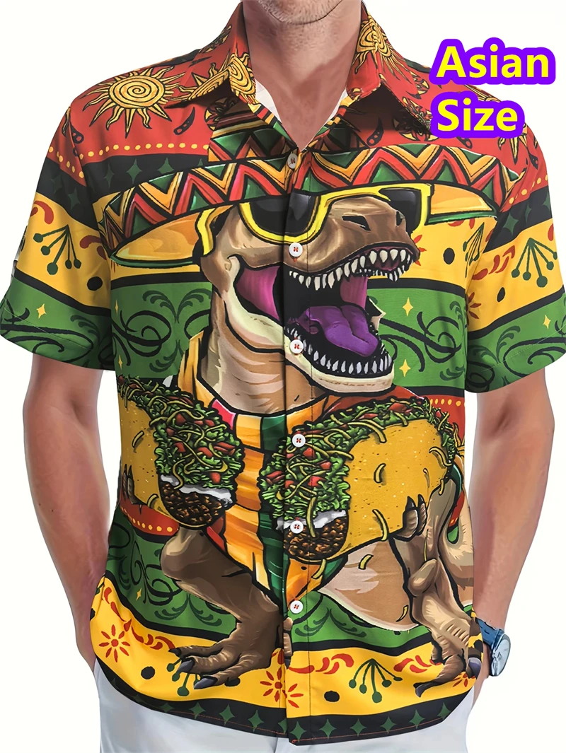 

Funny Animals Men's Shirts Fashion Short Sleeve Unisex Button Down Lapel Shirts 2025 Tops Casual Hawaiian Shirts For Man Tops