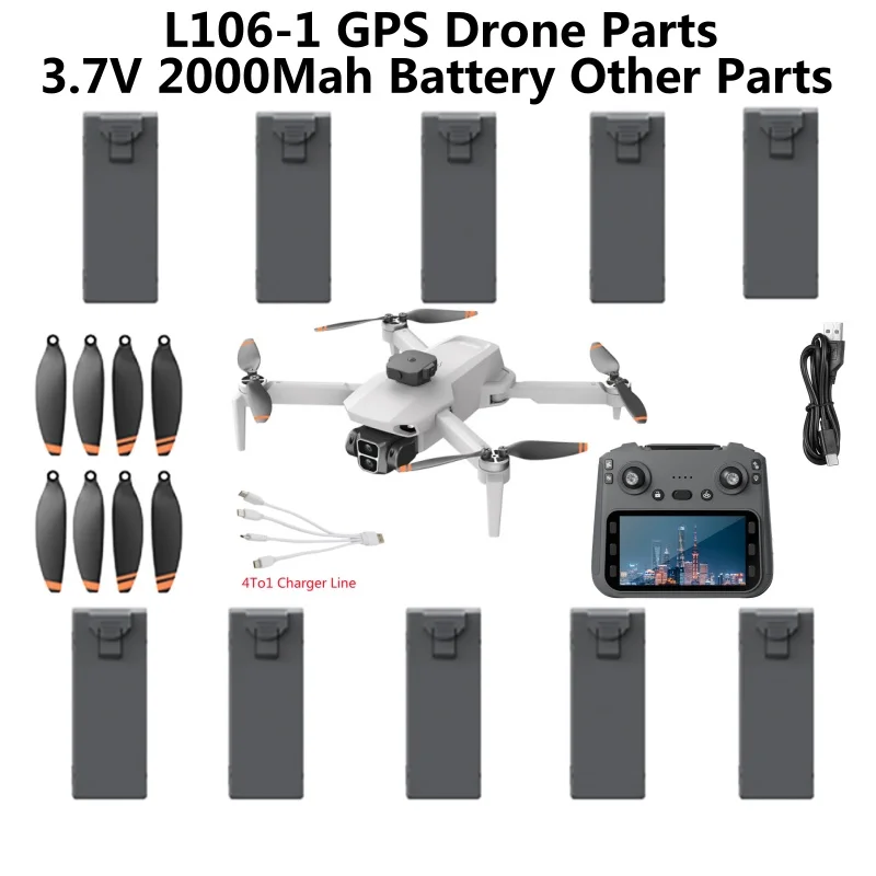 

L106-1 Бесщеточный GPS-пульт дистанционного управления RC Дрон Квадрокоптер Запасные части 3,7 В 2000 мАч Аккумулятор Пропеллер USB L106-1 Аксессуары для дронов