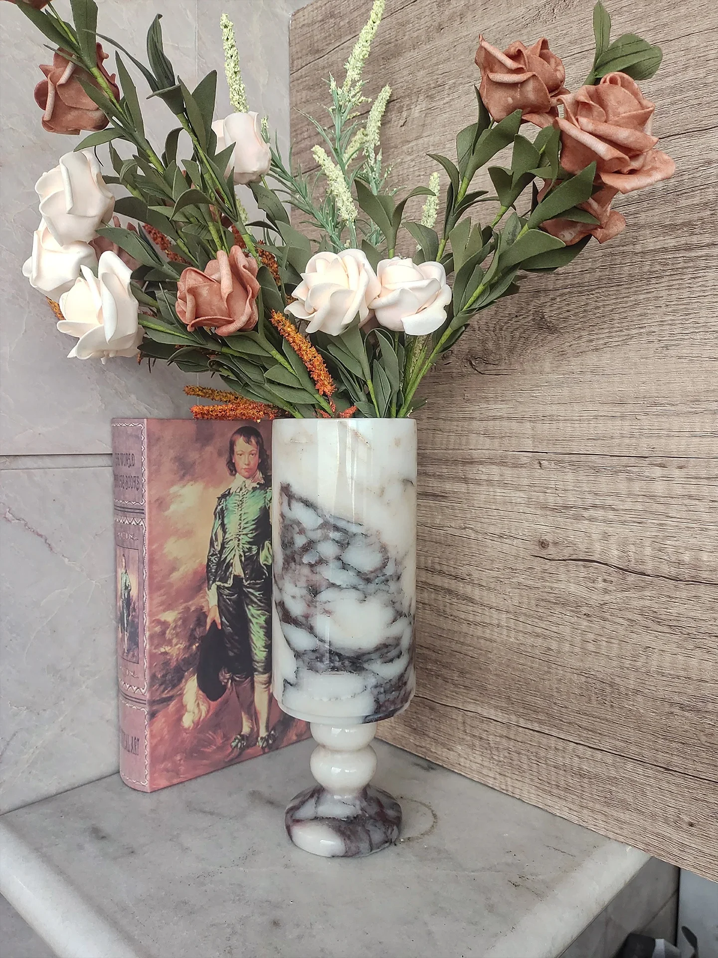 Luxury Calacatta Viola Vase for Flowers Organization Vases Home Room Decoration Interior Table Ornement Natural Stone Empty