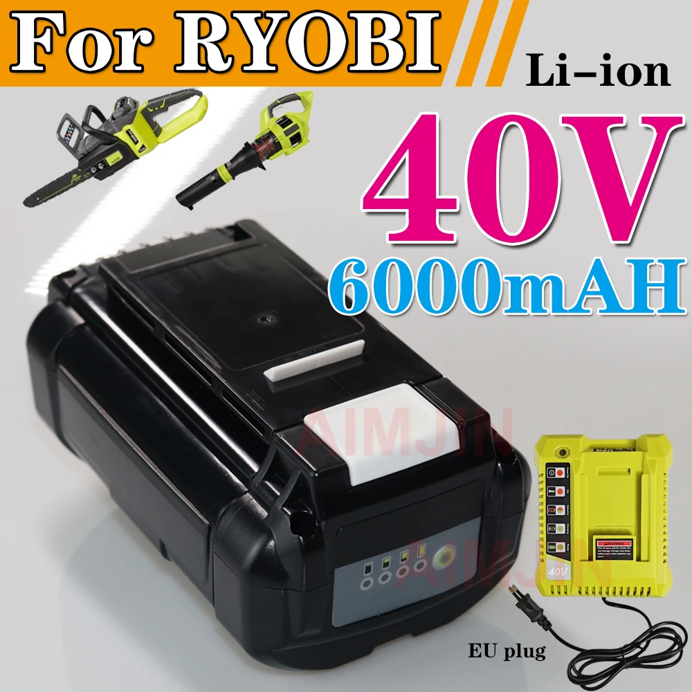 

6000mAh/8000mAh 40V Li-ion Battery OP40401 OP4050A for Ryobi OP4050 RY40502 RY40200 RY40400 Power Tools Replacement Battery