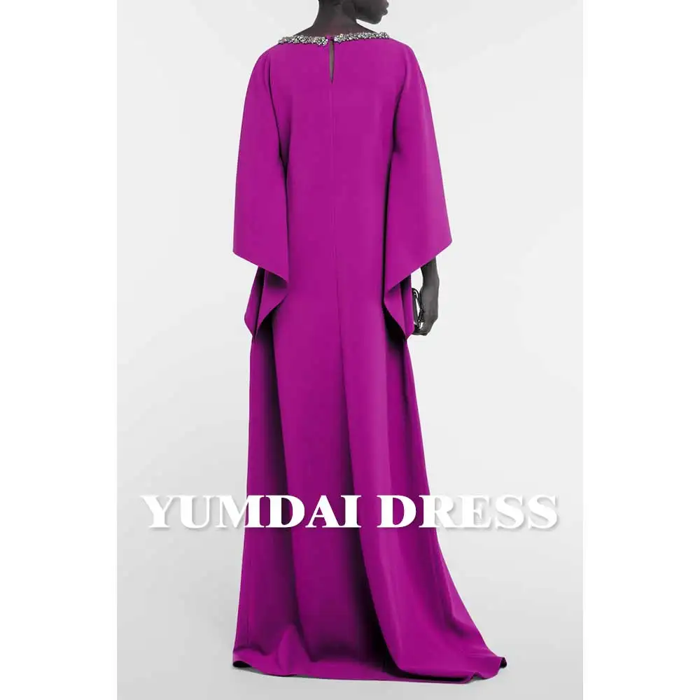 YUMDAI Gorgeous Purple Saudi Arabia Abaya Evening Gown 2024 Women's Bead Embroidered Dubai Wedding Guest Formal Party Dress