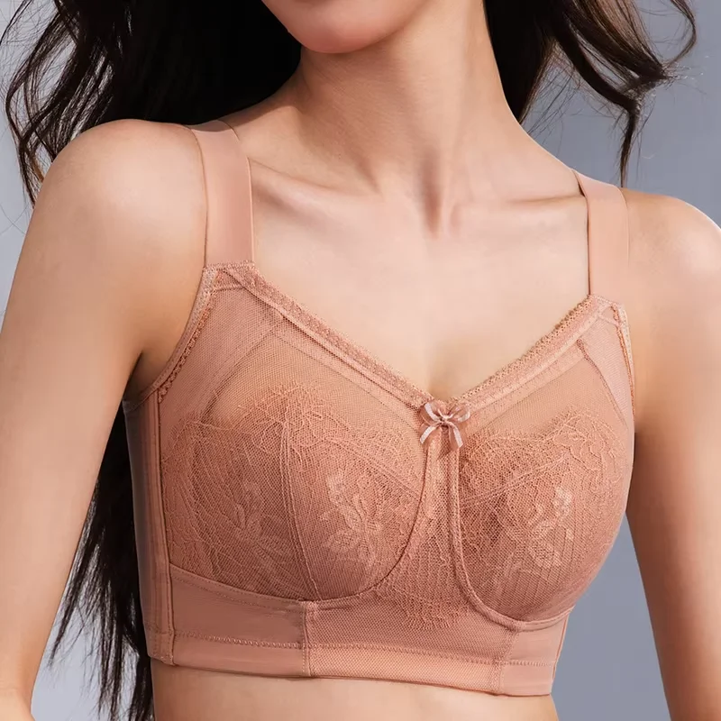 Full Coverage Womens Lace Wireless Minimizer Bra Plus Size Supportive Underwire Female Unlined Lingerie 3436 38 40 42 B C D E F