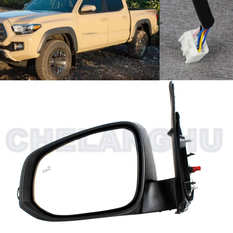 Mirror Assembly For Toyota Tacoma 2016 2017 2018 2019 2020 2021 US Left 8Pin Paintable Heated Power Adjust Power Fold Blind Spot