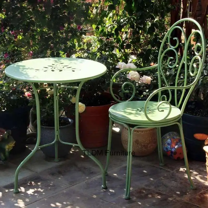 

Nordic Iron Balcony Table and Chairs Outdoor Garden Terrace For country house Waterproof Leisure Table Chair Patio Furniture Z