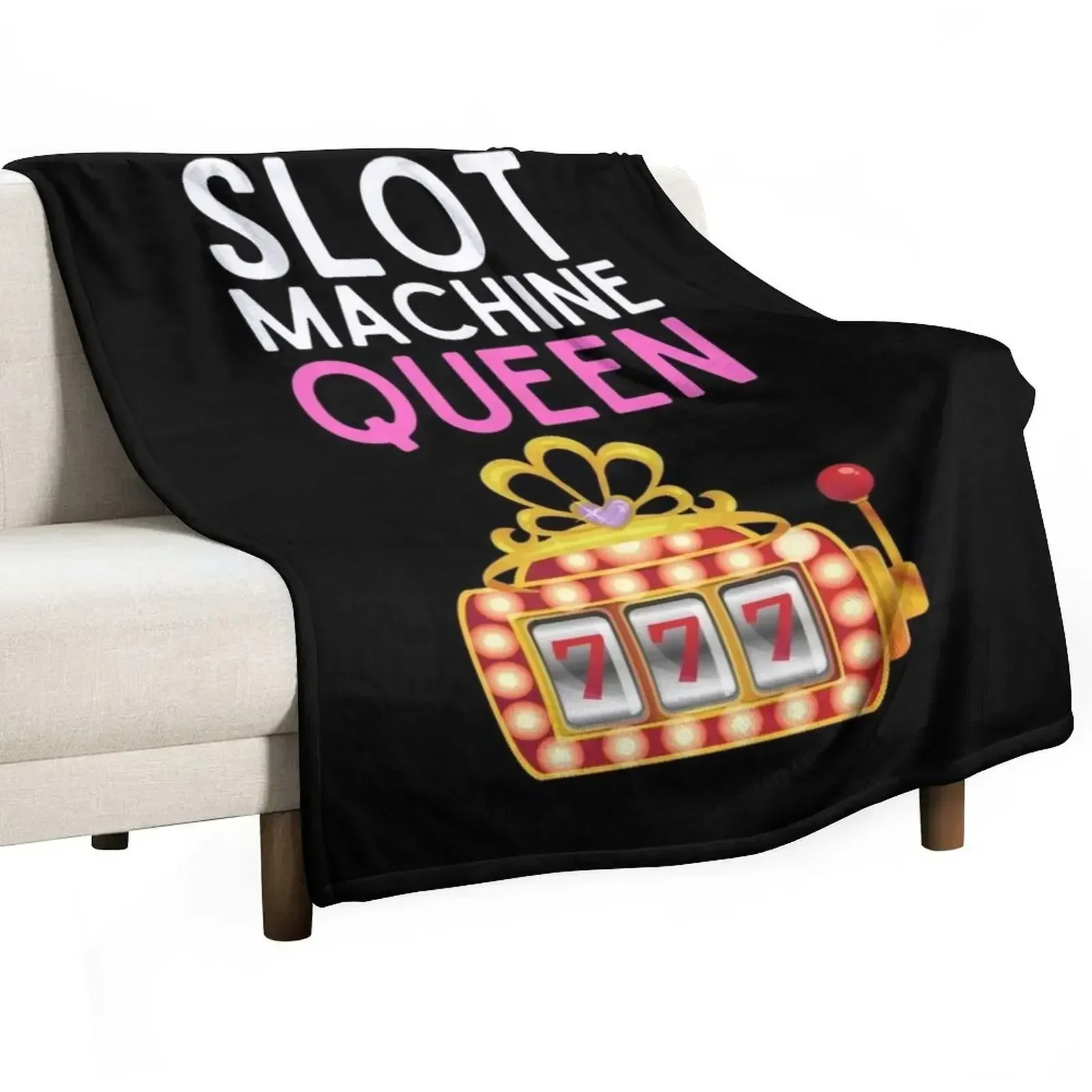 Slot Machine Queen Funny Casino Design For Women Casino Lover Slot Machine Queen Throw Blanket Single Luxury Designer Blankets