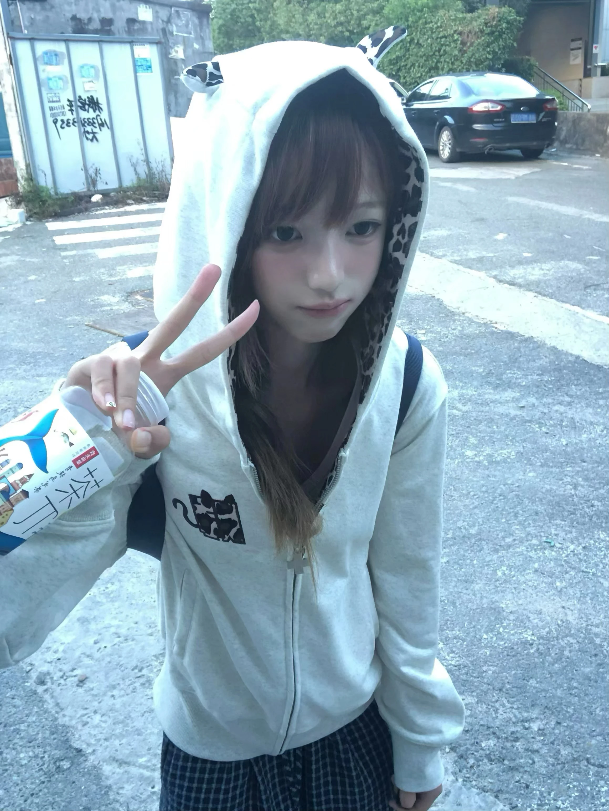 Karrram اليابانية Y2k الشيطان مقنعين سترة 2000s نمط جرو طباعة ملابس خارجية خمر Harajuku رقيقة سستة معطف الأمريكية الرجعية 90s #5