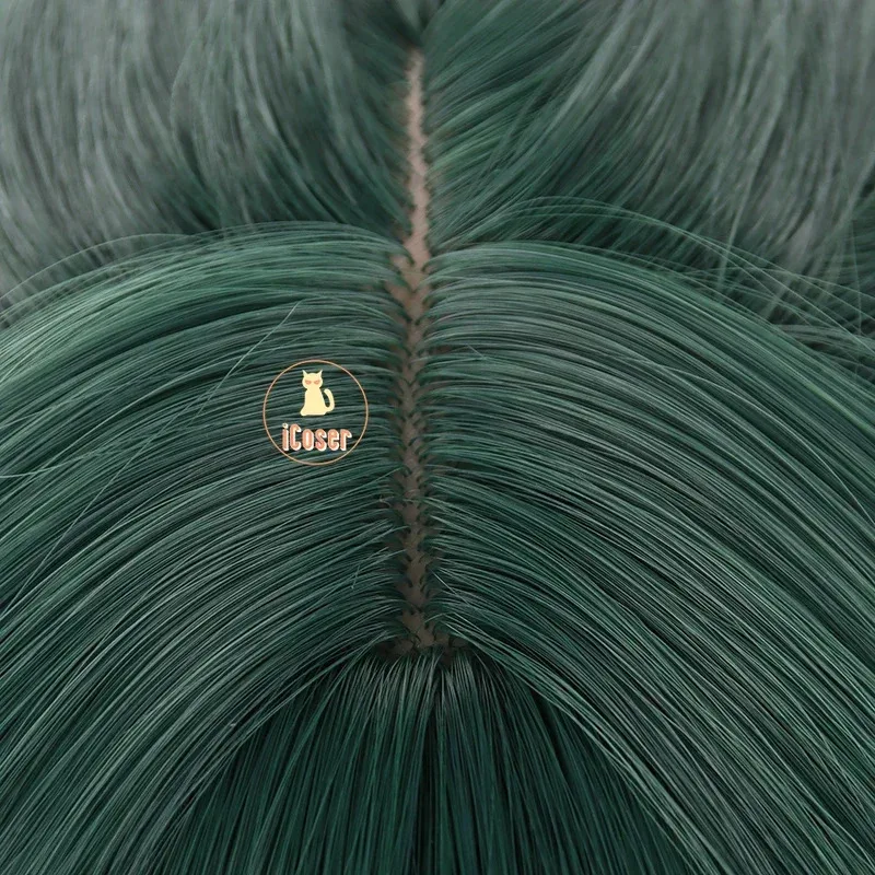 25COSMaomao شعر مستعار تأثيري أنيمي يوميات الصيدلية الأخضر الداكن الشعر الطويل الأزرق القوس أغطية الرأس Kusuriya No Hitorigoto هالوين Wom