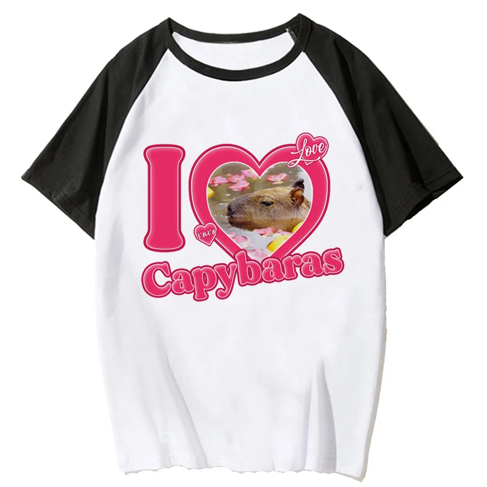 Capibara t shirt women Japanese manga comic tshirt girl comic harajuku clothes