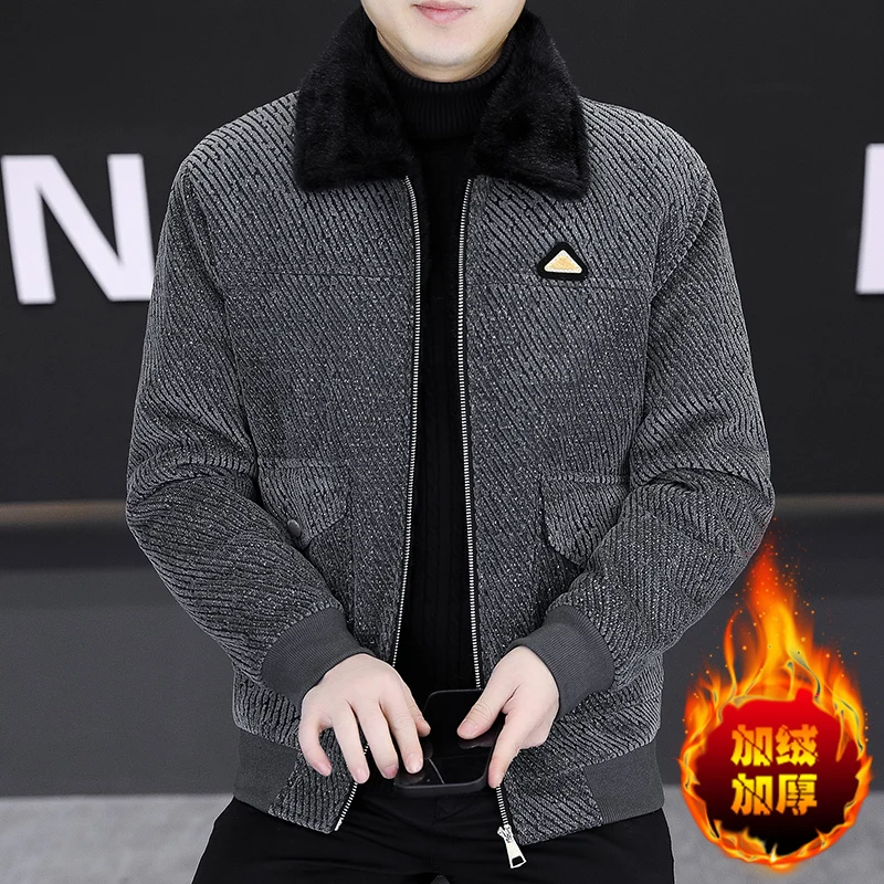 

Autumn Winter Casual Business Woolen Jacket for Men Fashion Warm and Thick Coat Versatile Social Office Wool Blends Jackets