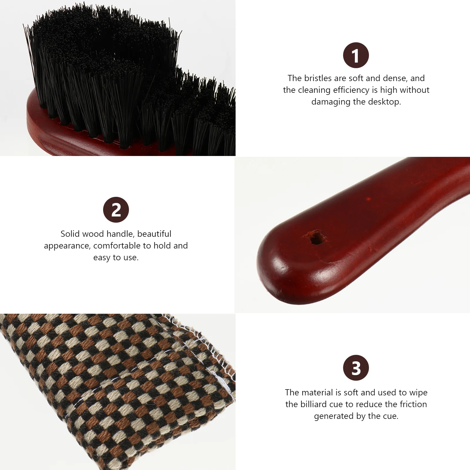 

1 Set Of Professional Billiard Brush Set, Comfortable Pool Table Cleaner For Dust And Dirt Removal