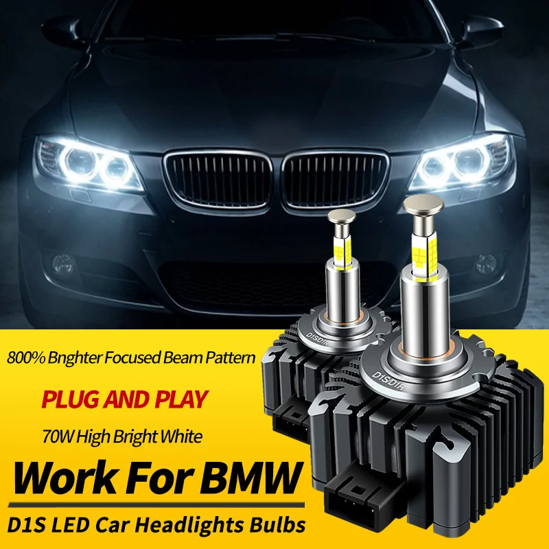 2PCS D1S 70W LED Headlights Bulbs Turbo Light Canbus For BMW 335i 2007-2015 F32 F33 F36 428i 435i 2012-2015 X6 E71 E72 2007-2014
