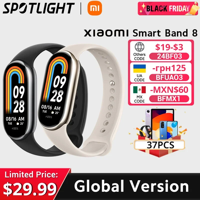 [World Premiere] Global Version Xiaomi Band 8 1.62'' AMOLED Ultra Long Battery Life 16 Days Smart Bracelet 150+ Sport Modes