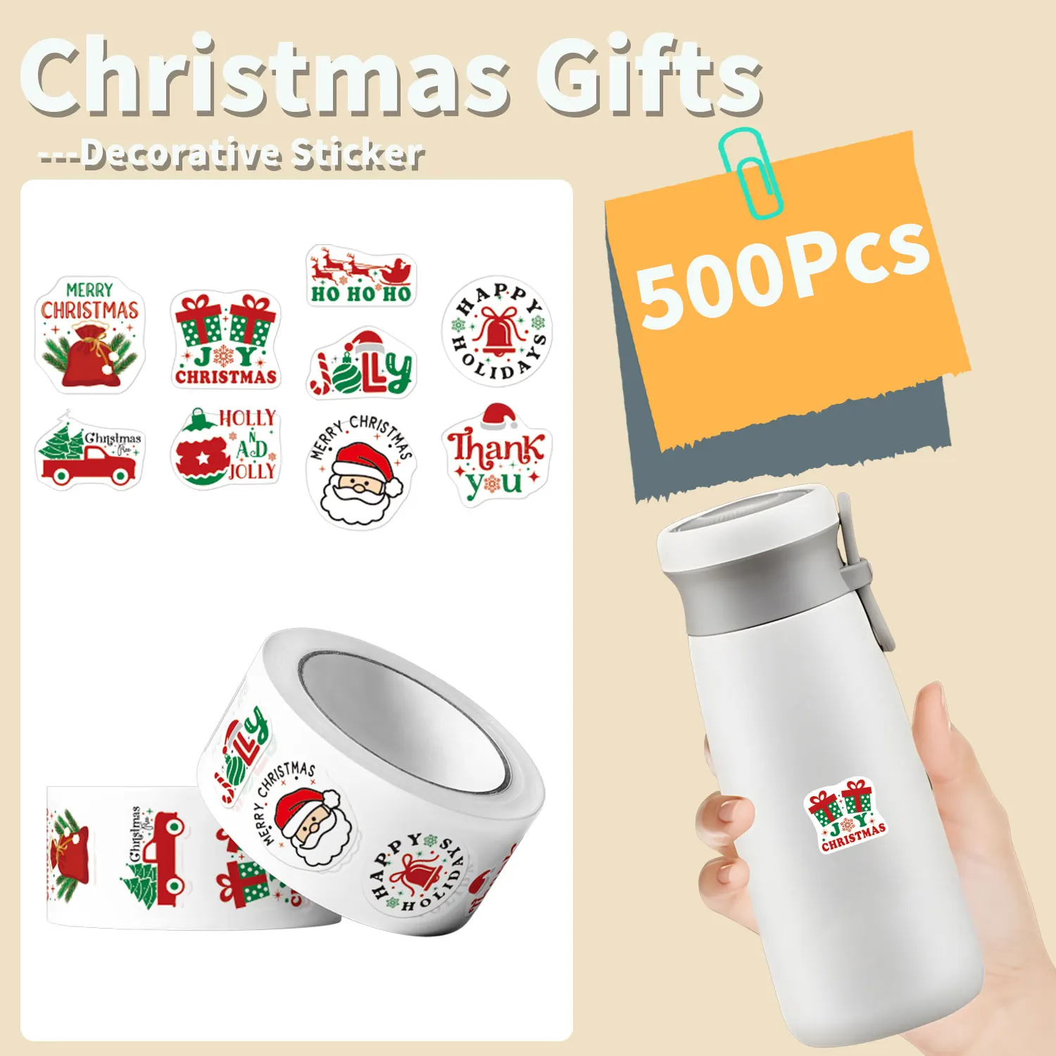 

500 шт. нерегулярные подарочные наклейки с Рождеством 2,5 см/1 дюйм DlY ремесленное украшение фестиваль этикетки для скрапбукинга подарочная запечатка