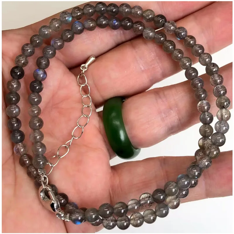 Natural Lapis Lazuli Crystal Quartz Garnet 4mm Round Bead 40CM Length Bracelet Necklace Dual-use Jewelry Jewelry Lady Gift