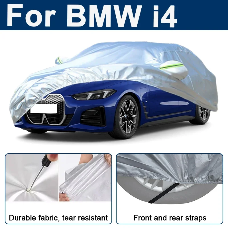 

Outdoor Full Car Cover For BMW i4 with Reflective Strips Waterproof Snowproof Dustproof UV Protection Auto Exterior Accessory