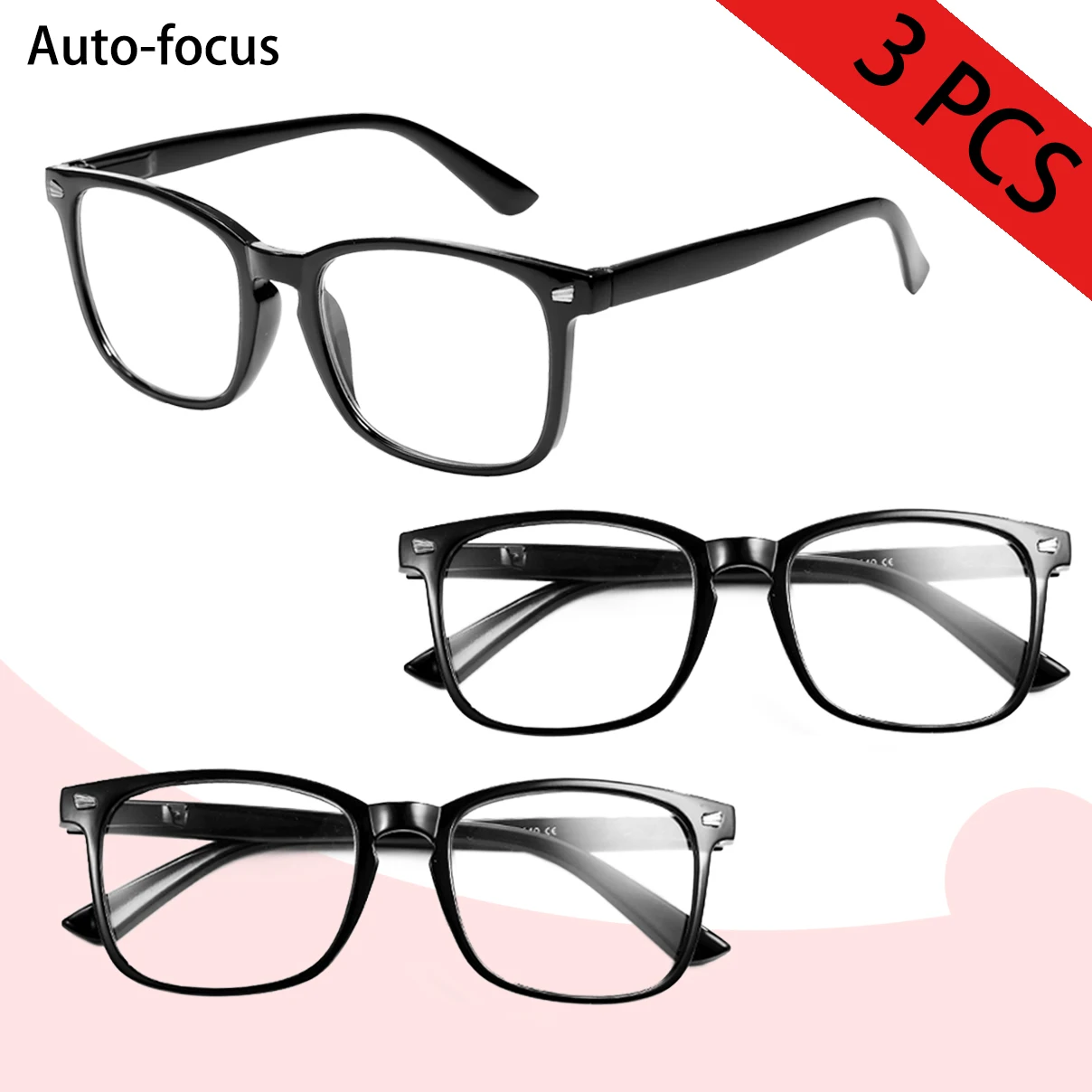 Auto-Focus Reading Glasses, Lightweight PC Frame, Unisex Design | Ideal for Computer Use & Perfect Gift Choice 3pcs
