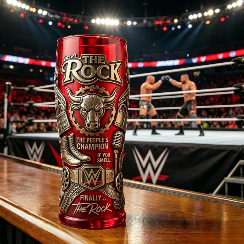 Caneca de Café 3D Embossada do Rock Dwayne Johnson, Copo Temático de Luta WWE para Fãs, Item Colecionável