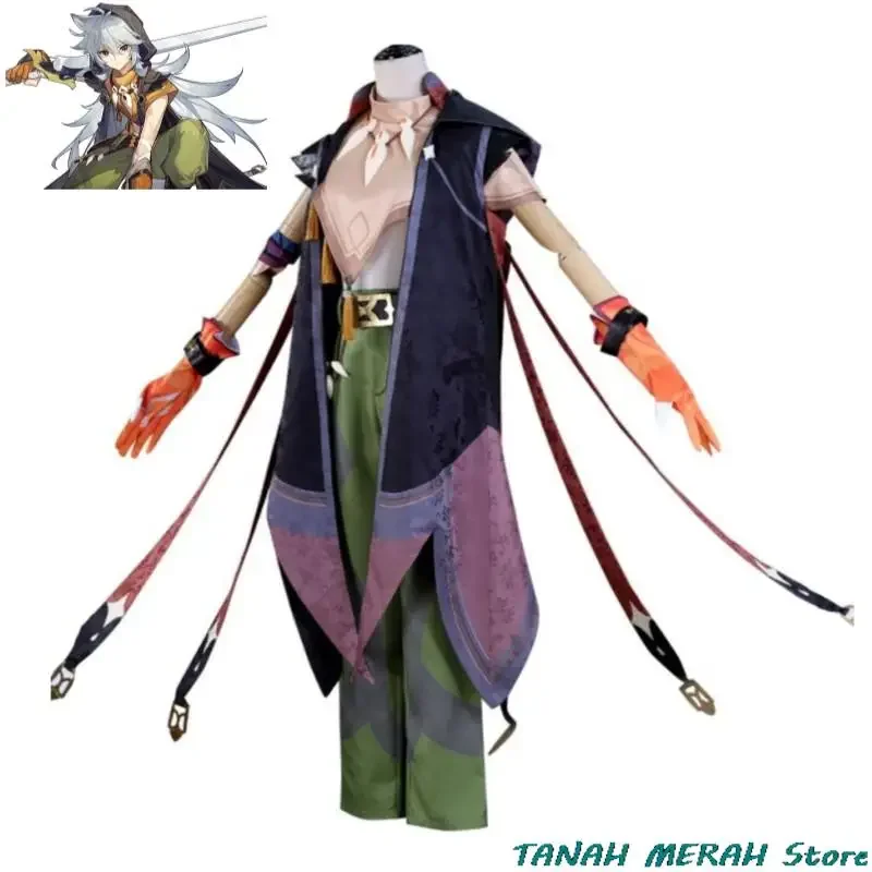 Anime Game Genshin Impact Razor Cosplay Costume Wig Mondstadt Wolvendom Running Wolf Adult Woman Man Hallowen Uniform Suit