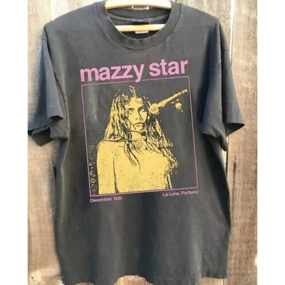 Mazzy Star Pattern T-shirt, Retro Charcoal Black Men's T-shirt Spring/Summer New Collection, Unisex Casual T-shirt