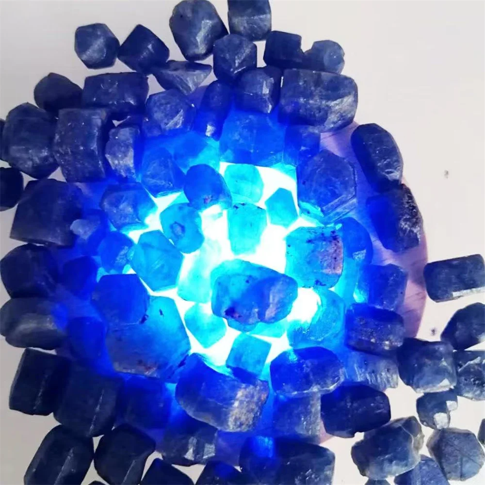 كريستال طبيعي نادر الياقوت الخام الأزرق اكسيد الالمونيوم بلورات معدنية عينة أحجار استشفاء الأحجار الكريمة السائبة #3