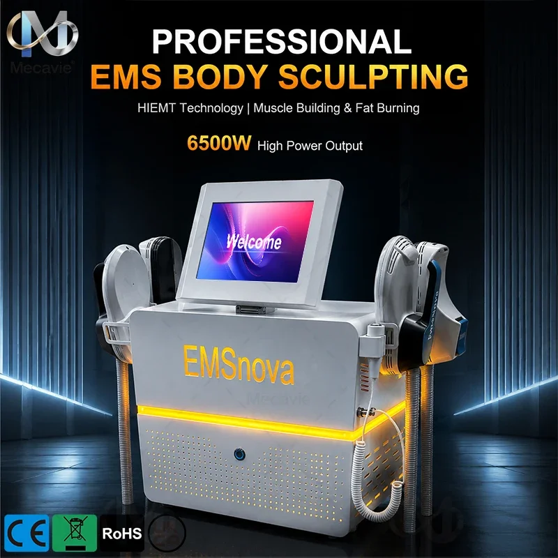 RF Machine 6500W 15T Body Slimming Muscle Stimulation Technology White Edition 4-handle Commercial With Safety Button