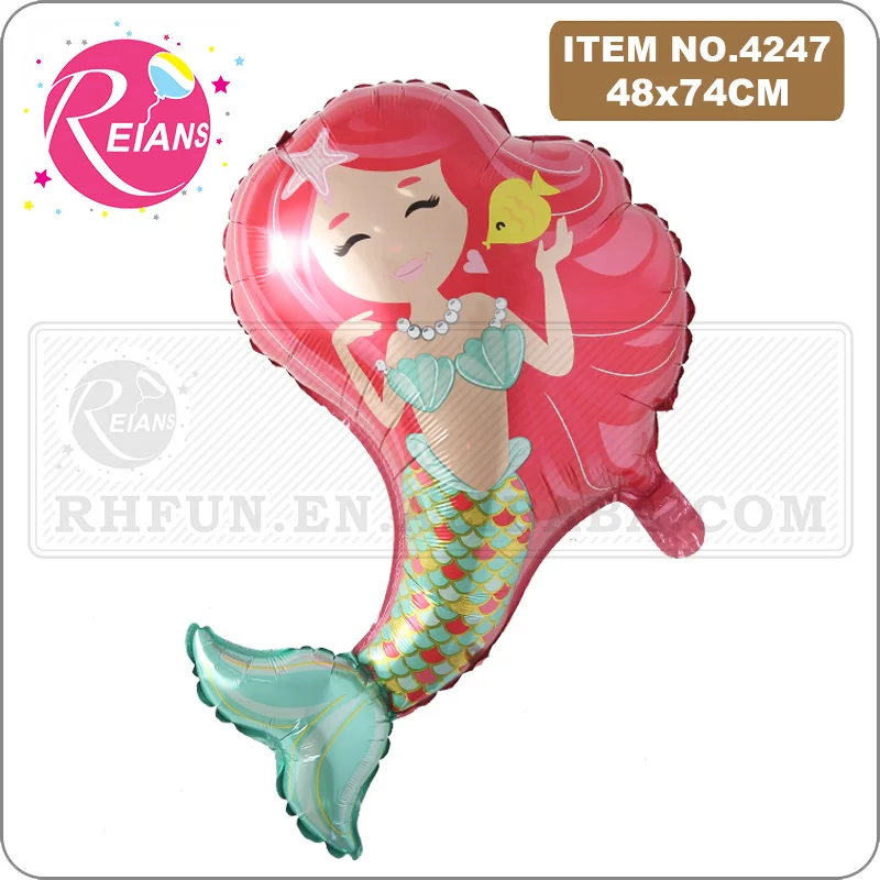 4 color Large Size mermaid fish princess Aluminum Foil Balloon Cartoon Wedding Birthday Party Decoration Inflatable Air Balloon