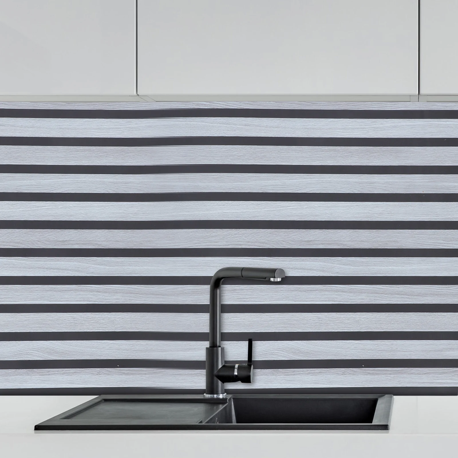 

Grey Slats Peel and Stick Self Adhesive 3D Wall Panels Waterproof Wallpaper for Kitchen Bathroom Living Room Decorative