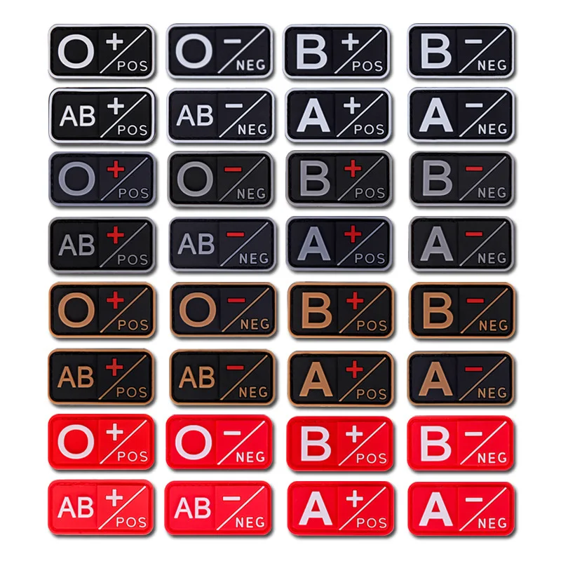 A B AB O Rh +-позитивная отрицательная 3D ПВХ нашивка в виде крови военный крючок и петля пришивная искусственная кожа для рюкзаков 5x2,5 см