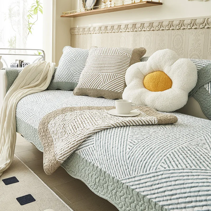Printed Floral Cotton Sofa Cover Non-slip Machine Washable Slipcover Anti Cat-scratch Furniture Decorative Seat Cushion Pad
