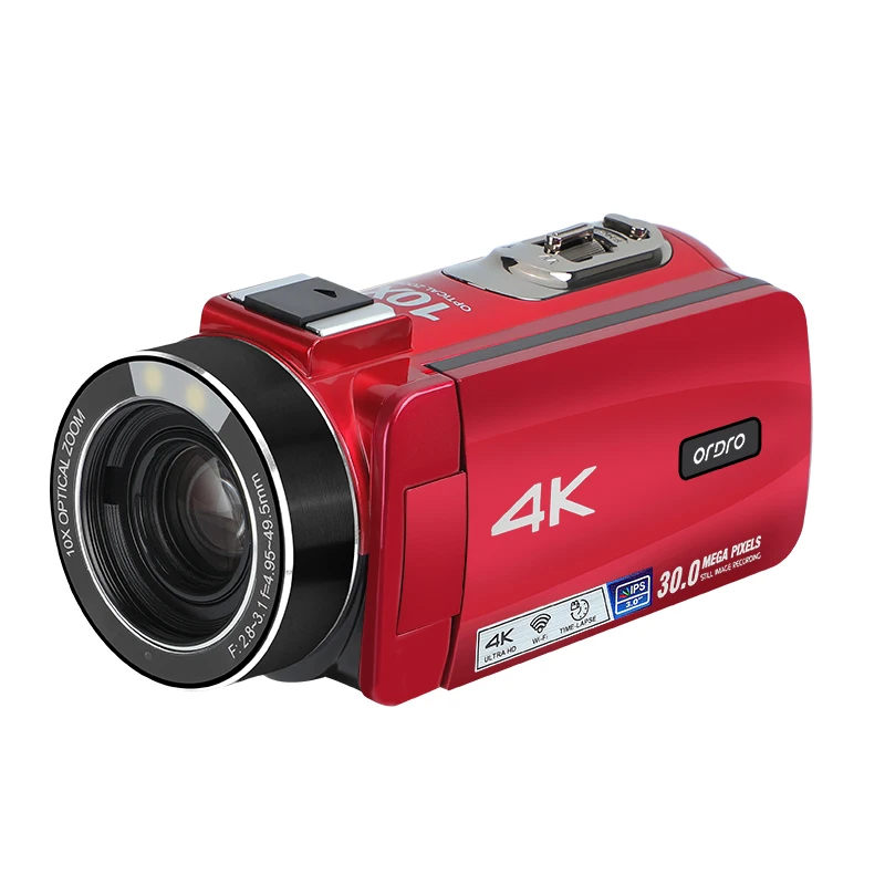 Live Streaming Camcorder 4k 10X Optical Zoom Vlog Camera Retro Red Black for YouTube facebook Video Recording 2024 New Year gift