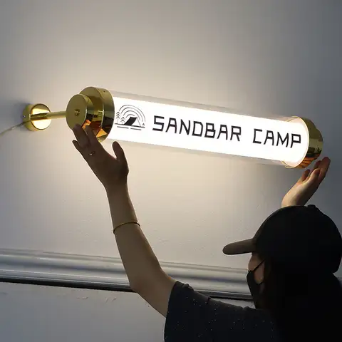 맞춤형 라운드 튜브 방수 아크릴 라이트 박스, LED 풀 라이트 레스토랑 사인, 로고 인쇄