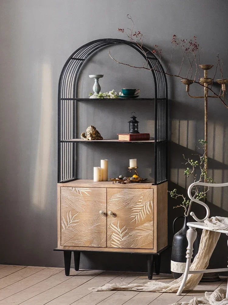 

Dining side tea cabinet living room wrought iron storage decoration display cabinet furniture