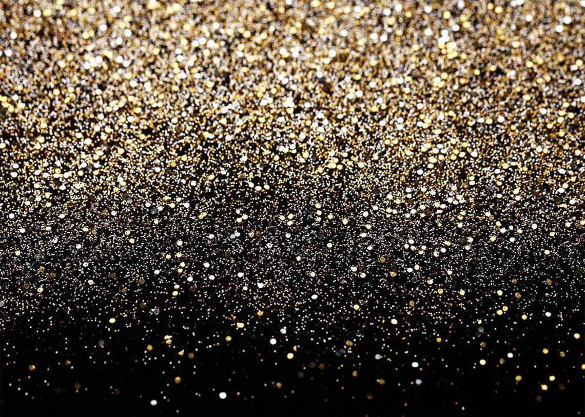 JOHNSON Black Gold Sparkly Golden Spots wedding backdrop background