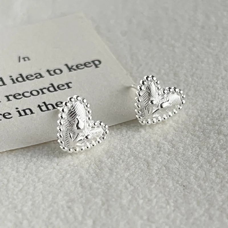 

Серебряные серьги 925 пробы для женщин, серьги-гвоздики в форме сердца для девочек, вечерние модные серьги из серебра 925 пробы, милые