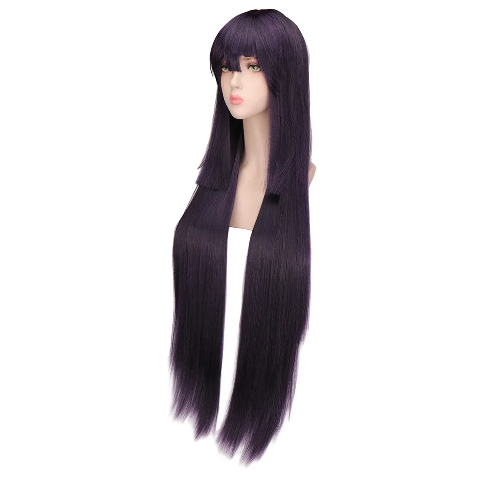 Danganronpa Pruik Cosplay,Mikan Tsumiki Pruik Cosplay Dames Lange Dark Purple Pruik Amine Cosplay Kostuum Halloween Party Pruik Vrouwen