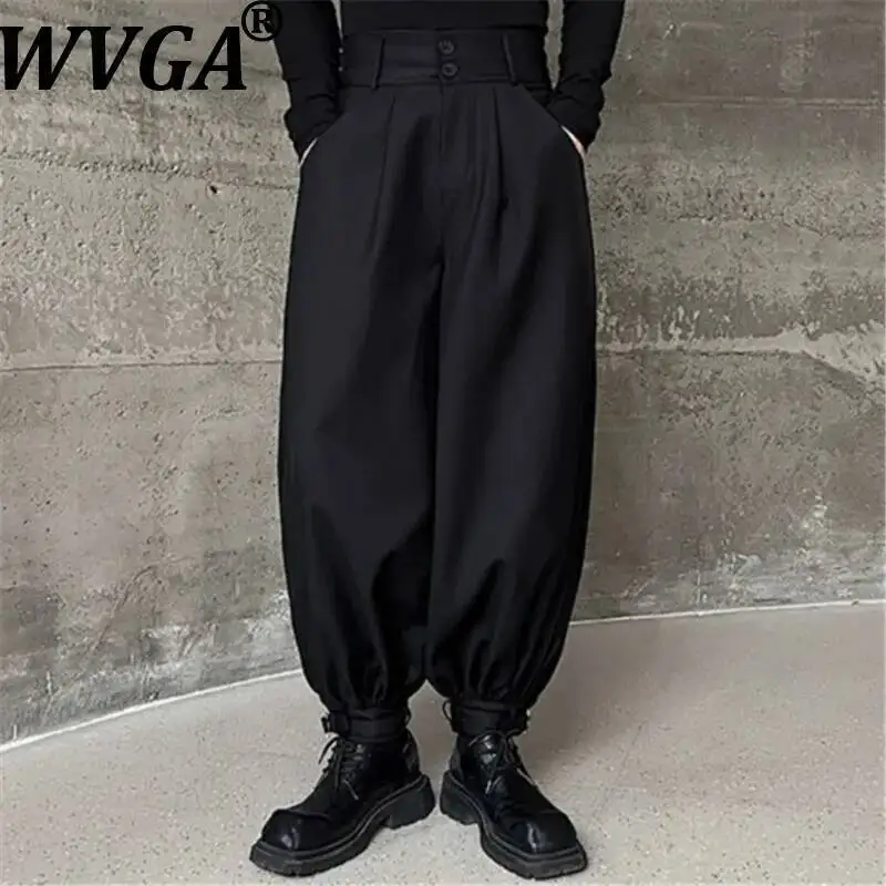 WVGA Spring Autumn New Men Trendy Loose Lantern Pants Wrinkle-free Slim-fit Solid Color Niche Casual Cropped Trousers Ins W24103