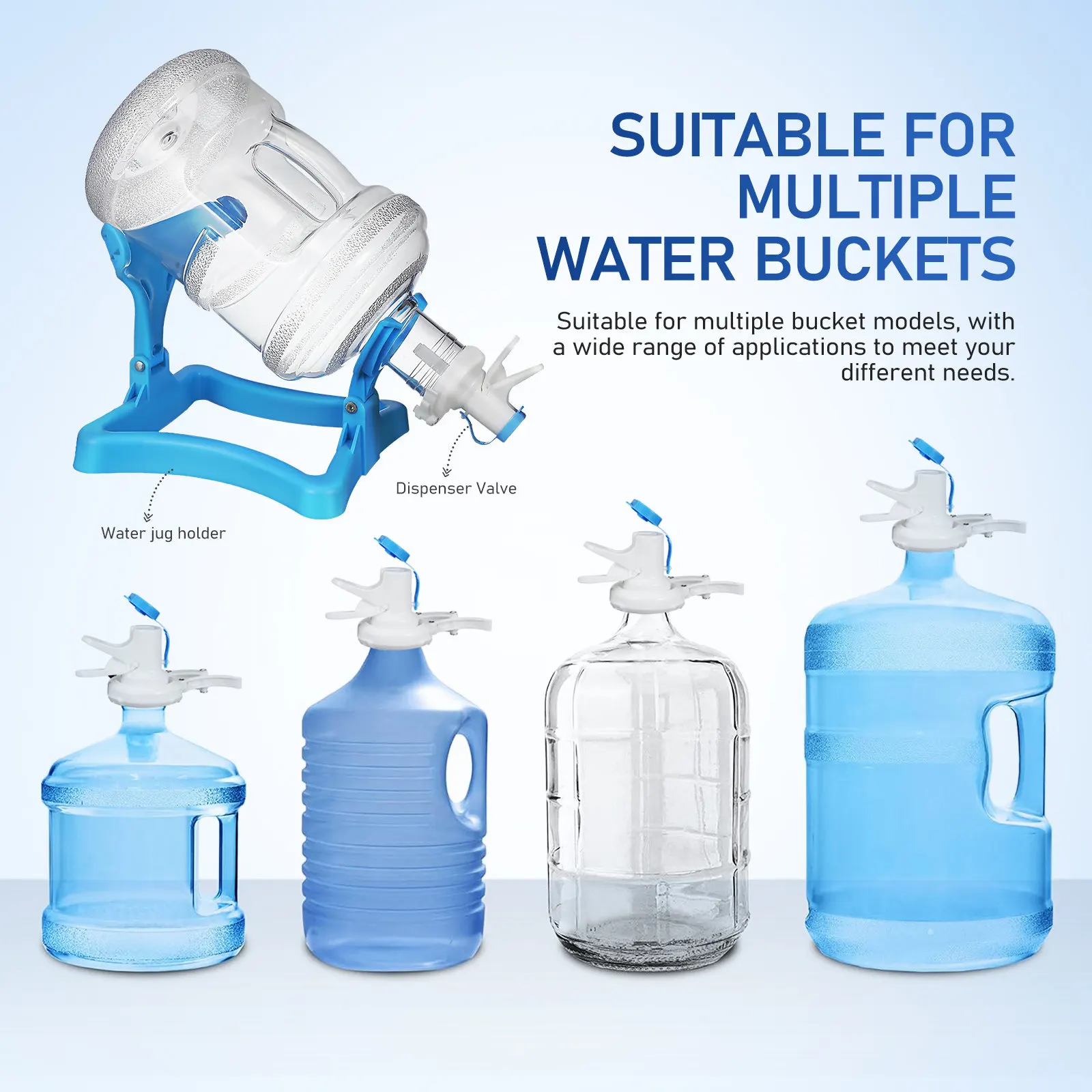 Foldable Water Dispenser Stand with Wheels Heavy Duty Adjustable Height Jug Holder for Home Office Kitchen