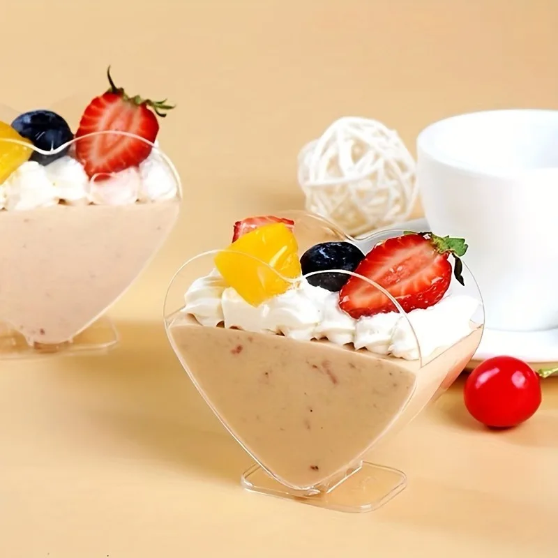 20pcs Mini Jelly Cups Disposable Heart-Shaped Clear Plastic Mini Dessert Cups - Perfect for Cakes, Ice Cream, Tasting, Party