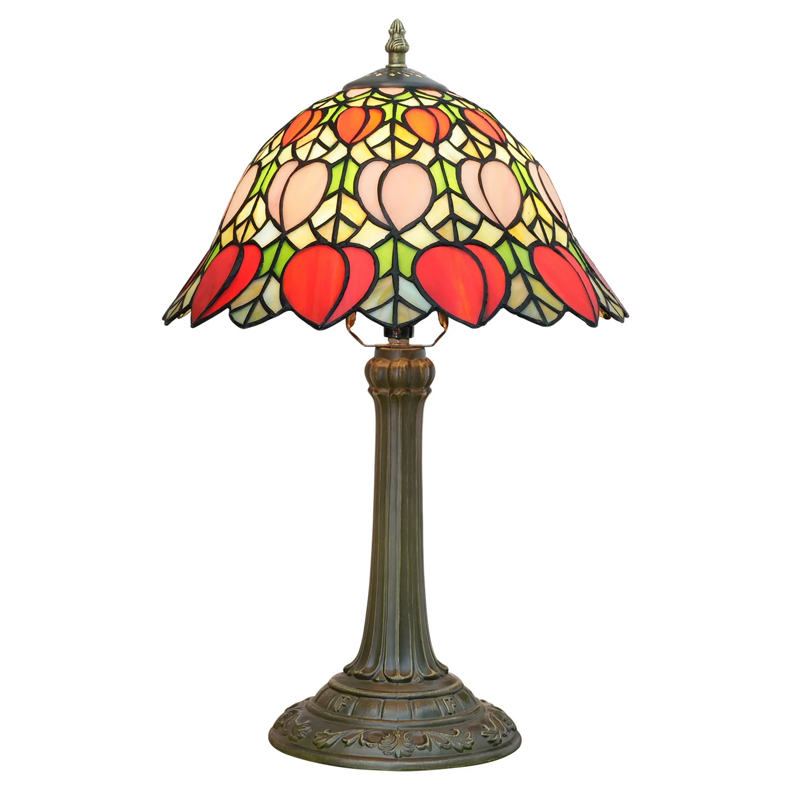 12inch 30cm Tiffany Desk Table Lamp American Peach Fruit Stained Glass Lampshade Dining Bar Living Room Bedroom Bedside Lamp