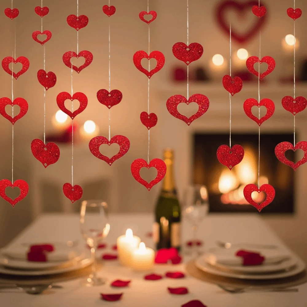 

DIY Valentine's Day Love Pulling Plastic Rain Curtain Pendant Heart String Garland Decorations Party Supplies